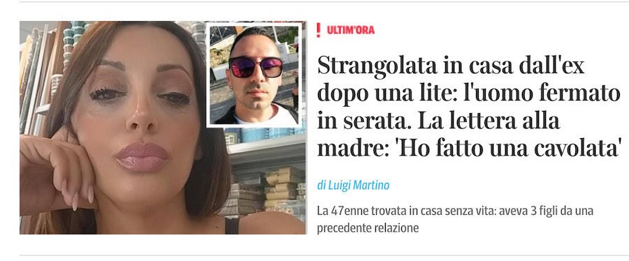 Femminicidio - Salerno - agosto 2025 - Assunta Tina Sgarbini