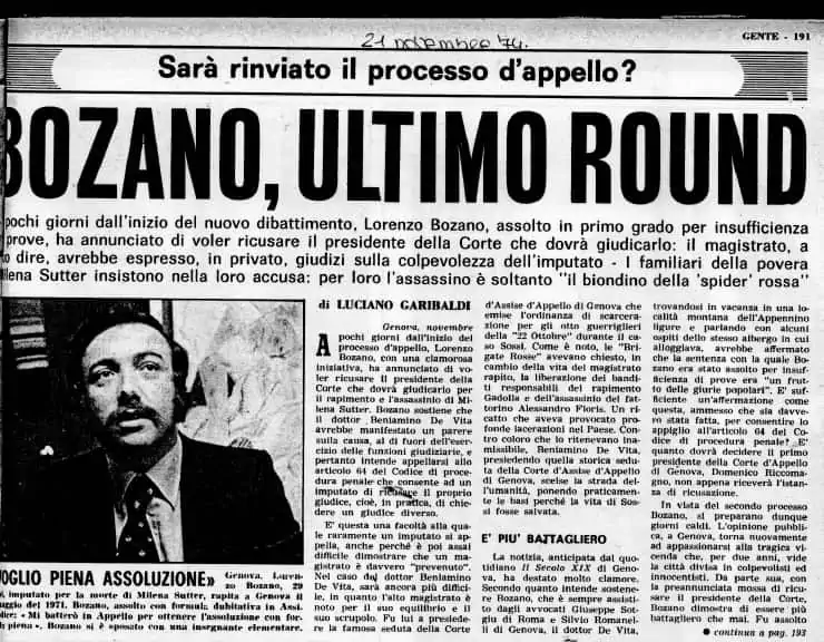 Lorenzo Bozano - imputato processo sul caso Milena Sutter