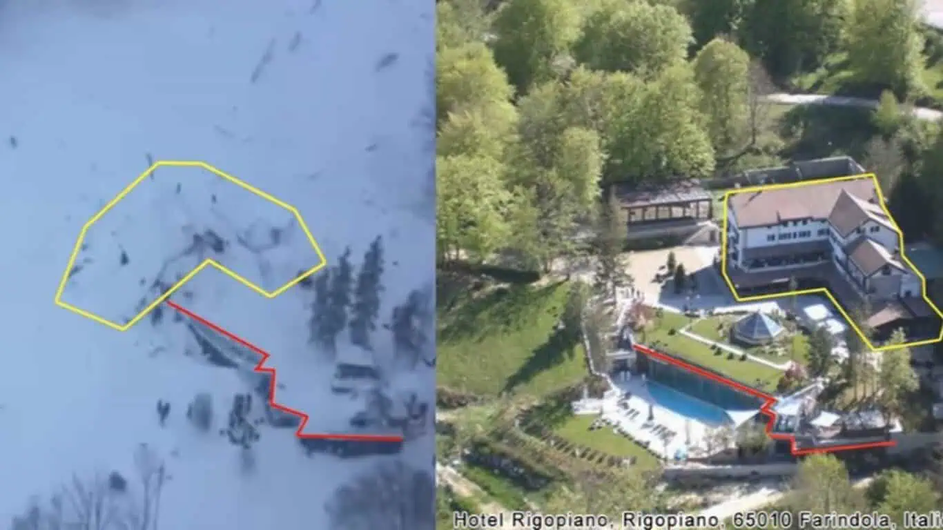 Il disatro di Rigopiano: l'hotel prima e dopo